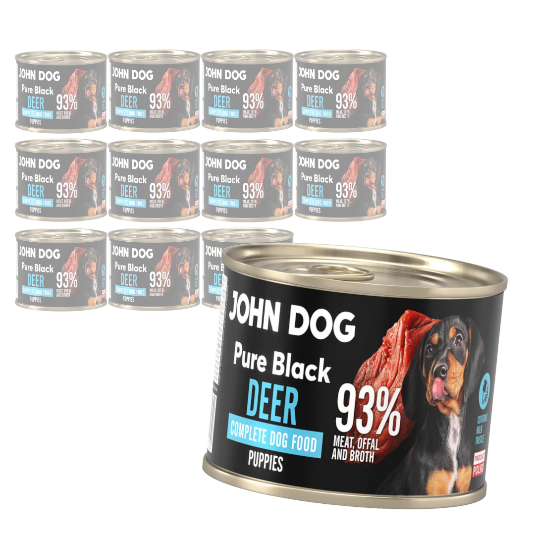 John Dog Pure Black Deer Puppies 12x200g Mokra Karma Dla Szczeniąt Z Jeleniem