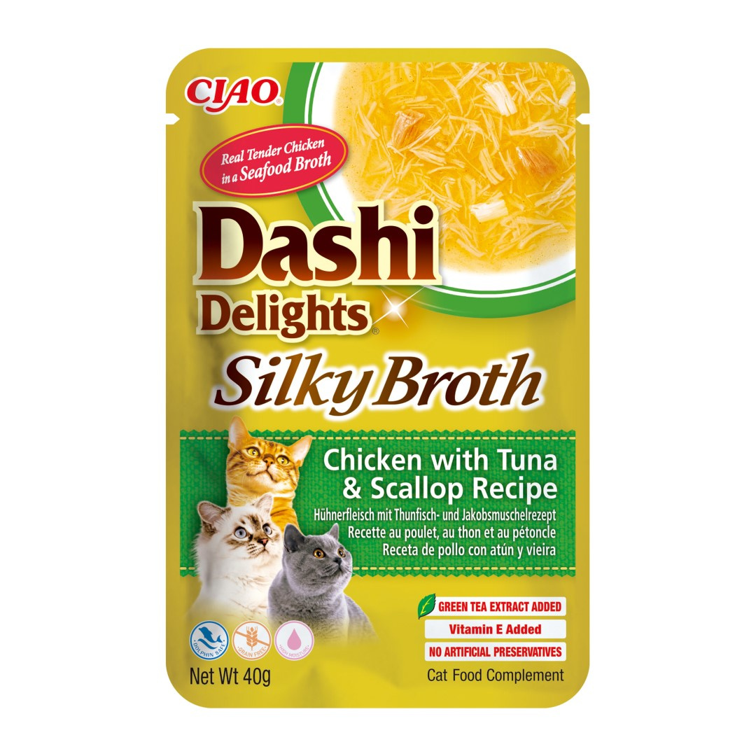 Inaba Cat Dashi Delights Silky Broth Karma Uzupełniajaca Dla Kota Z Kurczakiem Tuńczykiem I Przegrzebkami