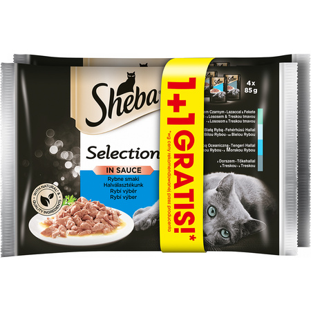 Sheba Saszetka Selection Sos Smaki Rybne 4x85g + 1 opakowanie GRATIS