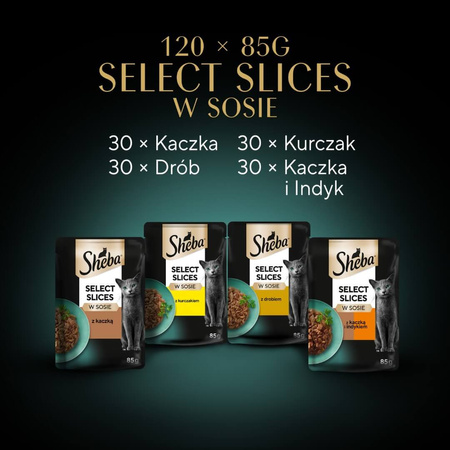 Sheba Selection Select Slices Drobiowe Smaki Saszetki 120x85g Mokra Karma Pełnoporcjowa Dla Kota W Sosie
