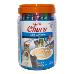 Inaba Cat Churu 50x14g (700g) Kremowy Przysmak Dla Kota Pasta Mix Z Tuńczykiem Słoik