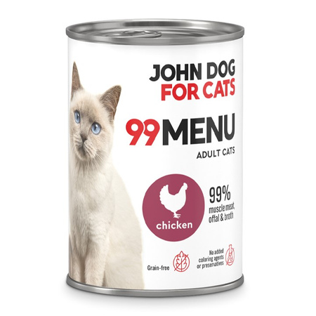 John Dog for Cats 99 Menu Mokra Karma Dla Dorosłych Kotów Z Kurczakiem 24x400g