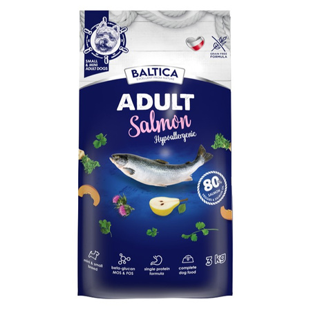 Baltica Adult XS/S 3kg Hipoalergiczna Sucha Karma Z Łososiem Dla Psów Miniaturowych i Małych Ras