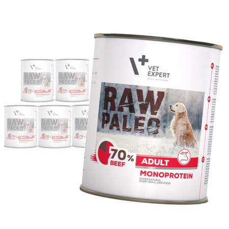 Vet Expert Raw Paleo Adult Monoprotein 6x800g Mokra Karma Dla Psa z Wołowiną
