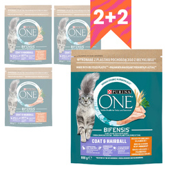 Purina One Cat Coat&Hairball 4x800g Sucha Karma z Kurczakiem Dla Kota Przeciw Kulom Włosowym