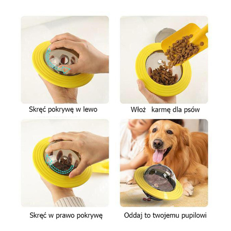 Inteligentna zabawka na przysmaki dla psa UFO, z dozownikiem, kolor Żółty