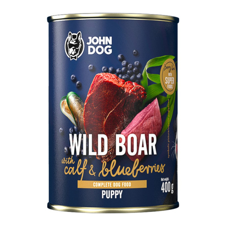 John Dog Berry Line Dzik Z Cielęciną I Jagodami 12x400g Mokra Karma Dla Szczeniąt