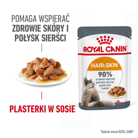 Royal Canin Hair & Skin 85g Mokra Karma Dla Kotów Dorosłych w Sosie Zdrowa Skóra Piękna Sierść