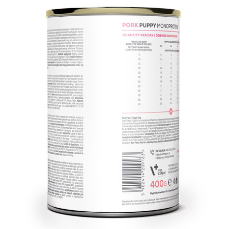 Raw Paleo Puppy Monoprotein 12x400g Mokra Karma Dla Szczeniąt z Wieprzowiną