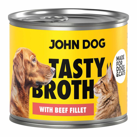 John Dog Tasty Broth 6x140g Mokra Uzupełniająca Karma Dla Dorosłych Psów I Kotów Indyk Kurczak Łosoś Wołowina