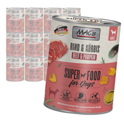 MAC's Dog 12x800g Bezzbożowa Mokra Karma z Wołowiną i Dynią Dla Psa Na Stawy Skórę Sierść