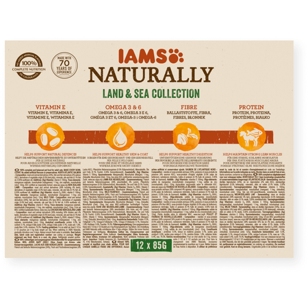 Iams Naturally Adult Land & Sea Collection 12x85g Mokra Karma Dla Kota Mięsne I Rybne Smaki