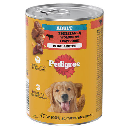 Pedigree Adult Puszka 12x400g - Mokra Karma Dla Psów Z Wołowiną i Wątróbką W Galaretce