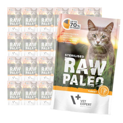Vet Expert Raw Paleo Sterilised Turkey 24x100g Saszetka Karma Mokra z Indykiem Dla Kotów Sterylizowanych