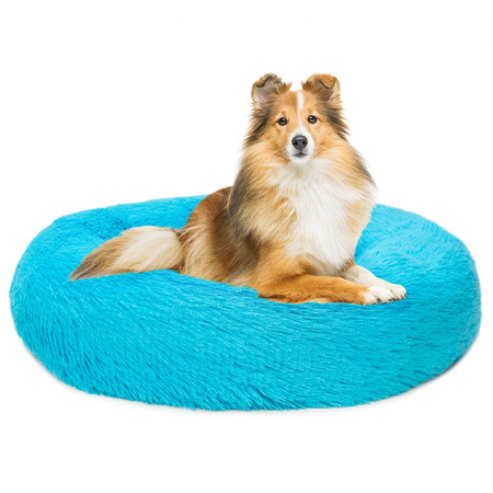 Legowisko Dla Psa i Kota Pluszowe L 70cm NIEBIESKIE