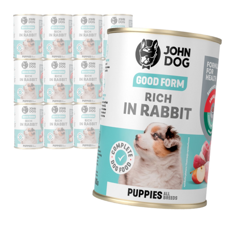 JOHN DOG Good Form Junior Bogata w Królika Zestaw 12x400g Mokra Karma Dla Szczeniąt