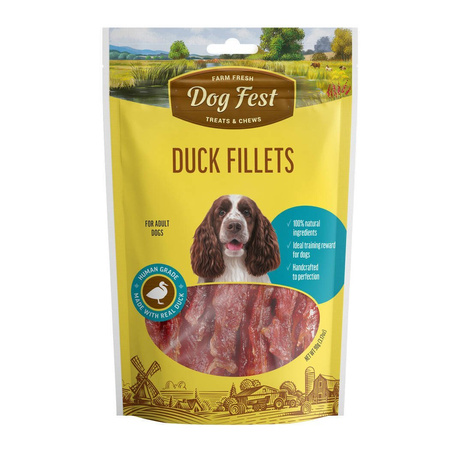 DOG FEST Duck Fillets 90g - Filety z Kaczki, Naturalny Przysmak Dla Dorosłych Psów Wszystkich Ras