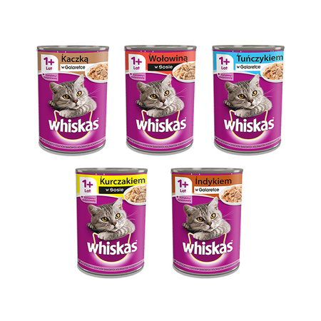 WHISKAS MIX 5 SMAKÓW 10x 400g - Karma Mokra dla Dorosłych Kotów