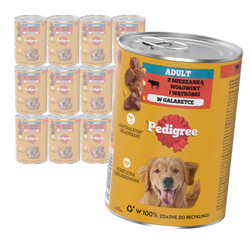 Pedigree Adult Puszka 12x400g - Mokra Karma Dla Psów Z Wołowiną  i Wątróbką W Galaretce