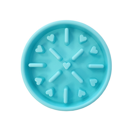 Miska Spowalniająca Jedzenie Dla Psa Kota Z Wypustkami W Serca Niebieska