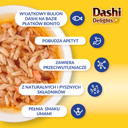 Inaba Cat Dashi Delights 70g Uzupełniająca Karma Dla Kota Bulion z Tuńczykiem i Łososiem