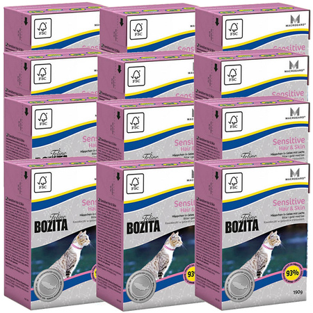 Karma Dla Kotów Bozita Feline Sensitive Hair & Skin 12x190g Kawałki W Galaretce Z Łososiem