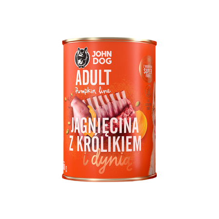 JOHN DOG Karma Mokra Dla Psa Pumpkin Line Jagnięcina z Królikiem i Dynią Zestaw 6 x 400g