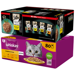 Mokra Karma Dla Kota Whiskas Drobiowa Uczta 80x85g + Sheba Delicacy Drobiowe Smaki W Galaretce 80x85g