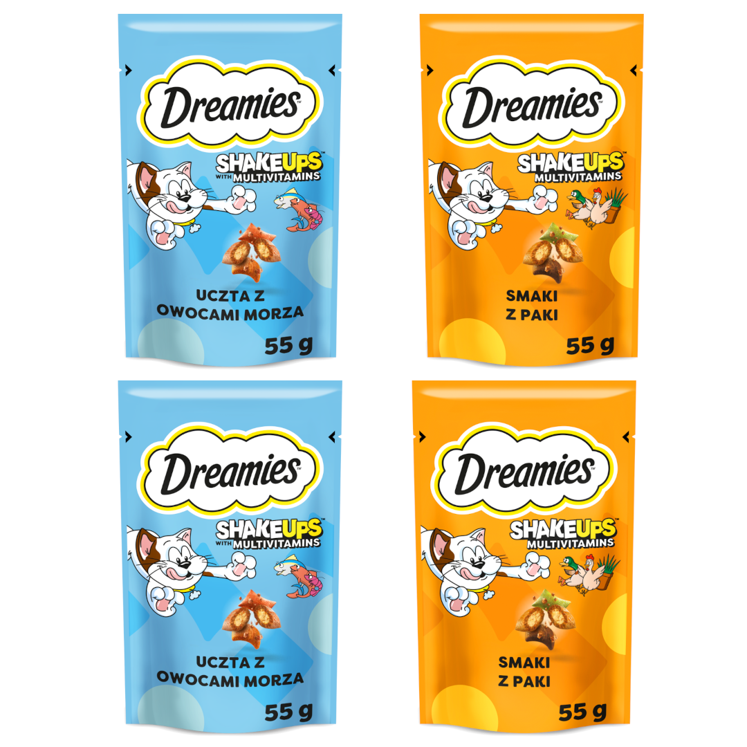 Dreamies Shake Ups Multivitamins Przysmak Dla Kota Mix Smaków Kurczak Owoce Morza