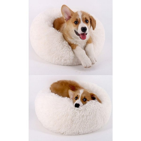 Legowisko Dla Psa I Kota Pluszowe 3XL 110cm Ciepłe Białe