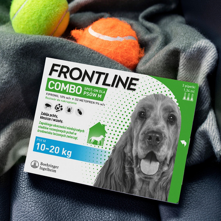 Frontline Combo Spot-On Dla Psów M 10-20kg Pipeta 3x1,34ml Krople Na Pchły Kleszcze i Wszoły