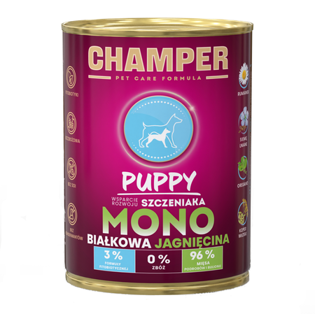Champer Puppy Monobiałkowa 6x400g Mokra Karma Dla Szczeniąt Mix Smaków Wsparcie Rozwoju