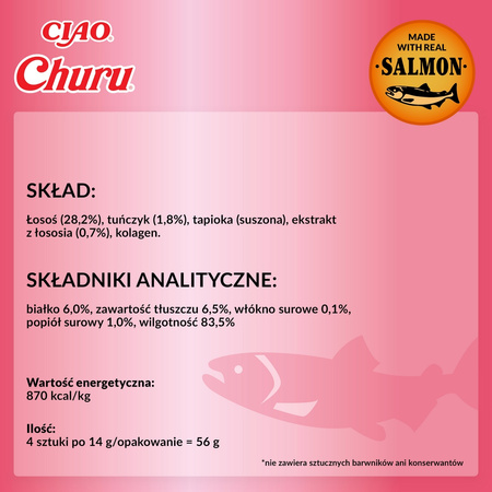 Inaba Cat Churu Salmon With Tuna 40x14g Kremowy Przysmak Dla Kota Pasta z Łososiem i Tuńczykiem