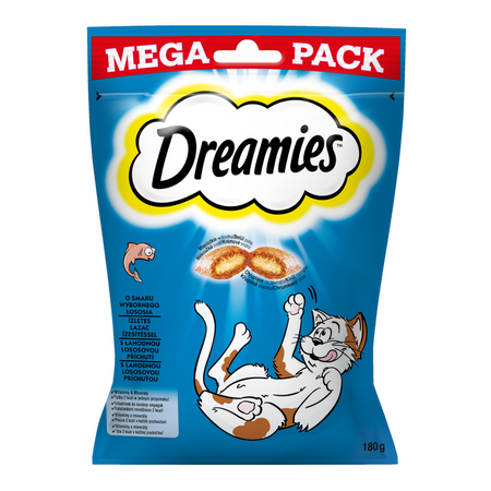 Dreamies z Łososiem 4x180g Przysmak Dla Kota Chrupiące Paszteciki z Nadzieniem