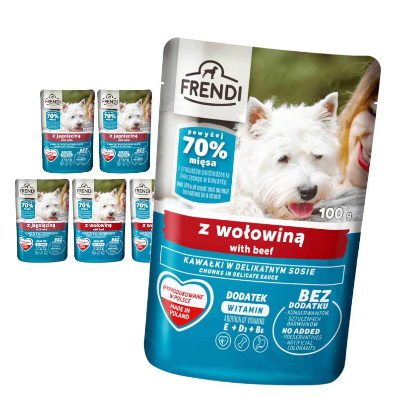 Frendi Mokra Karma Dla Dorosłego Psa Kawałki W Sosie Wołowina I Jagnięcina