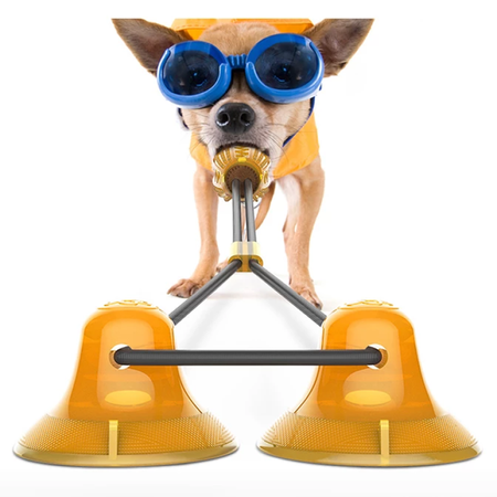 Zabawka na przysmaki dla psa gryzak z dozownikiem karmy, z dwiema przyssawkamii pomarańczowa