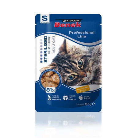 Super Benek Sterilised 6x100g z Kawałkami Drobiu - Mokra Karma dla kota wysterylizowanego 81% mięsa