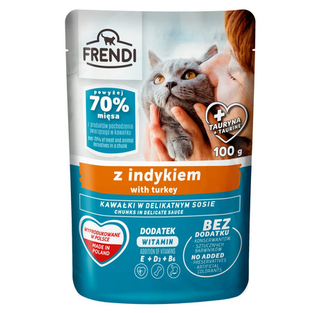 Frendi Mokra Karma Dla Kota Mix Smaków W Sosie 6x100g Ryba Indyk Kurczak Jagnięcina Królik