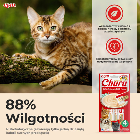 Inaba Cat Churu Tuna With Crab 4x56g Kremowy Przysmak Dla Kota Pasta Z Tuńczykiem I Krabem 3+1 Gratis