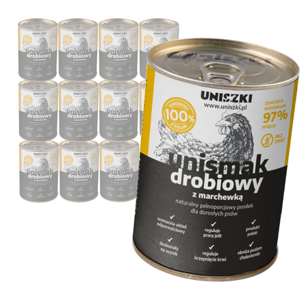 Uniszki Unismak Drobiowy z Marchewką 12x410g Bezzbożowa Mokra Karma dla Psa