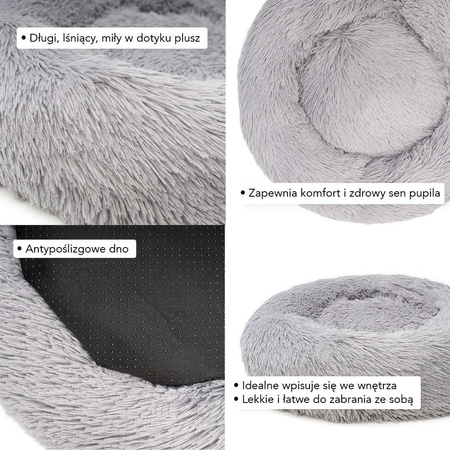 Legowisko Dla Psa I Kota Pluszowe XS 40cm Ciepłe Jasnoszare