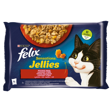 Felix Sensations Jellies Karma Dla Kotów Wiejskie Smaki W Galaretce 13x340g (52x85g) Wołowina Kurczak