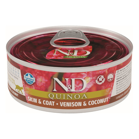 Farmina N&D Cat Quinoa Skin & Coat Venison & Coconut 12x80g Mokra Karma Dla Kota Jeleń Z Kokosem Na Skórę I Sierść