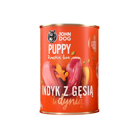 JOHN DOG Karma Mokra Dla Szczeniąt Pumpkin Line Indyk i Gęś z Dynią 12x400g