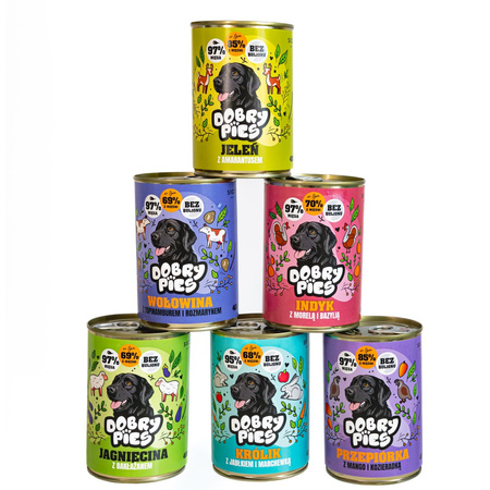 Dobry Pies 6x400g Mokra Karma Dla Dorosłych Psów Wszystkich Ras Mix 6 Smaków