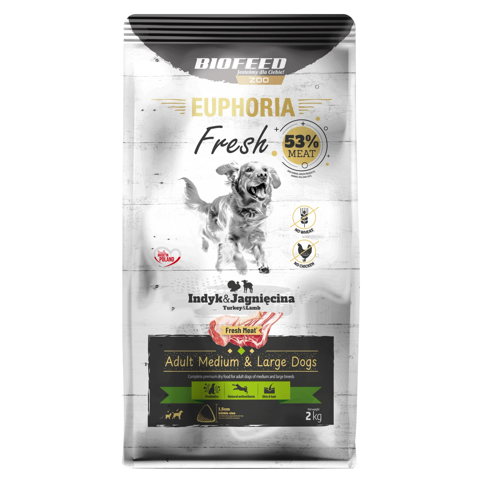 Biofeed Euphoria Fresh Turkey & Lamb Sucha Karma Dla Dorosłych Psów Średnich I Dużych Ras Ze Świeżym Indykiem