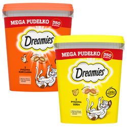 Dreamies z Kurczakiem i Serem Mega Pudełko 2x350g Przysmak Dla Kota Chrupiące Paszteciki Z Nadzieniem