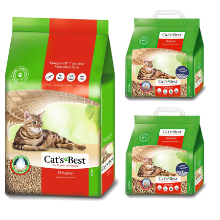 Cat's Best Original 40L (30+5+5) Żwirek Drewniany Dla Kota Zbrylający i Pochłaniający Zapachy