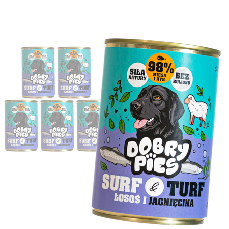 Dobry Pies Surf & Turf 6x400g Mokra Karma Dla Dorosłych Psów Z Łososiem I Jagnięciną