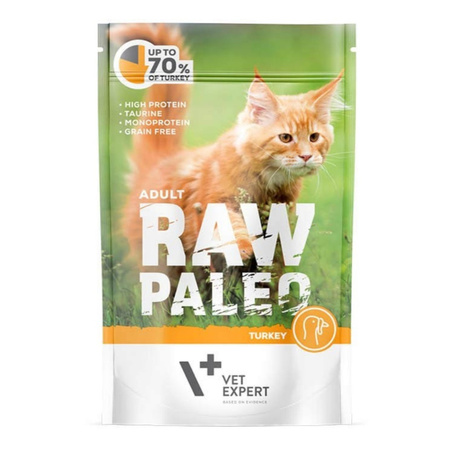 Vet Expert Raw Paleo Adult Turkey 100g Saszetka Karma Mokra z Indykiem Dla Kota